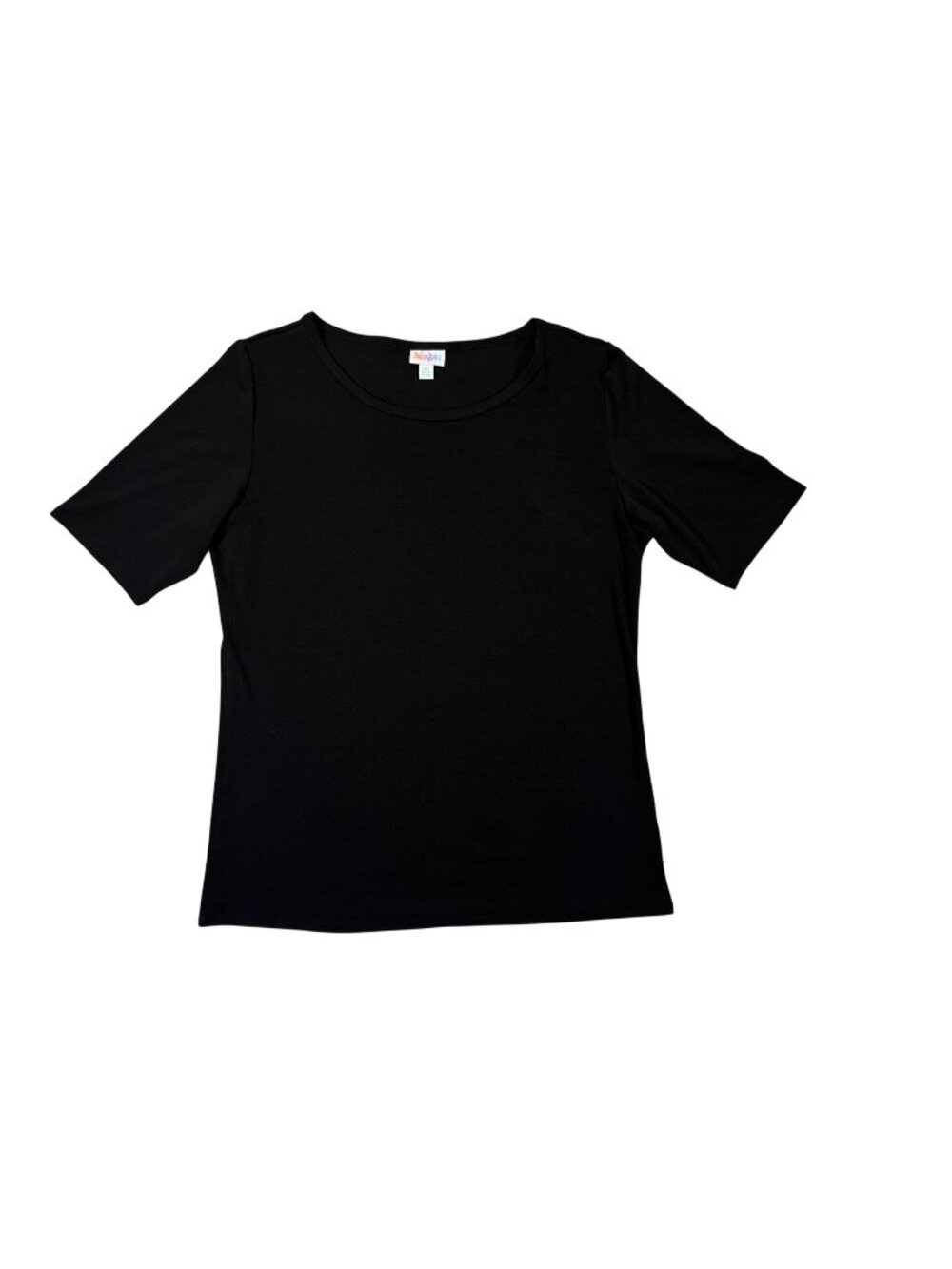 LuLaRoe Black Short Sleeve Womens Top 2XL Stretchy Polyester Blend Simple Design